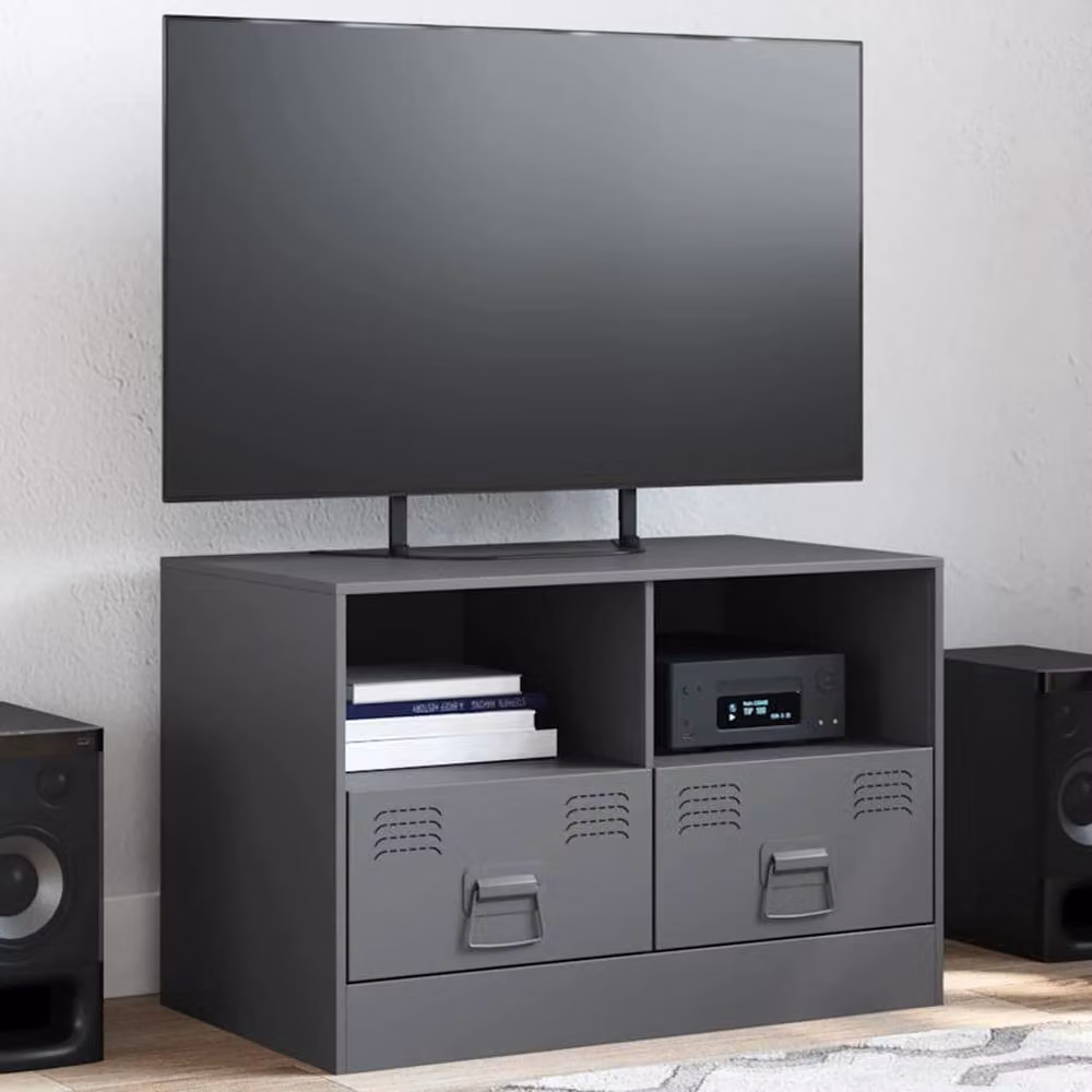 Berkfield Home Anthracite Metal TV Cabinet in Dark Grey, W/D/H: 67 x 39 x 44 cm – 2