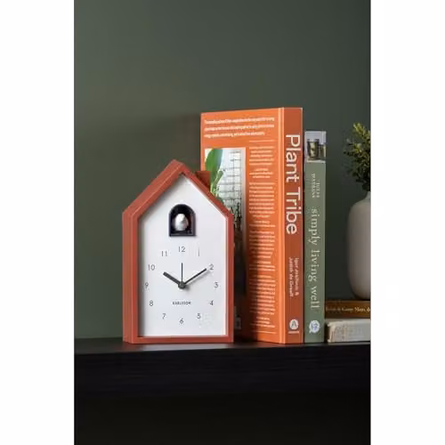 Zeller Present Karlsson Modern Quartz Cuckoo Alarm Clock in Red, W/D/H: 20 x 20 x 12 cm – 2