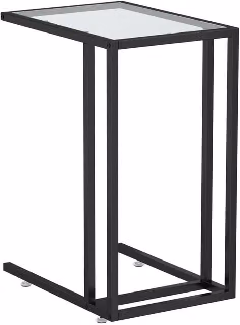 Berkfield Home Modern Computer Side Table in Clear Tempered Glass with Black Metal Sled Base, W: 50 cm, D: 35 cm, H: 65 cm – 1
