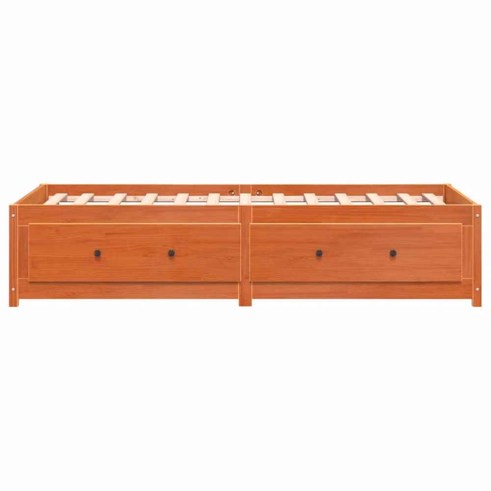 Berkfield Home Rustic Waxed Brown Solid Pine Day Bed with Drawers W/D/H: 90 x 200 cm – 2