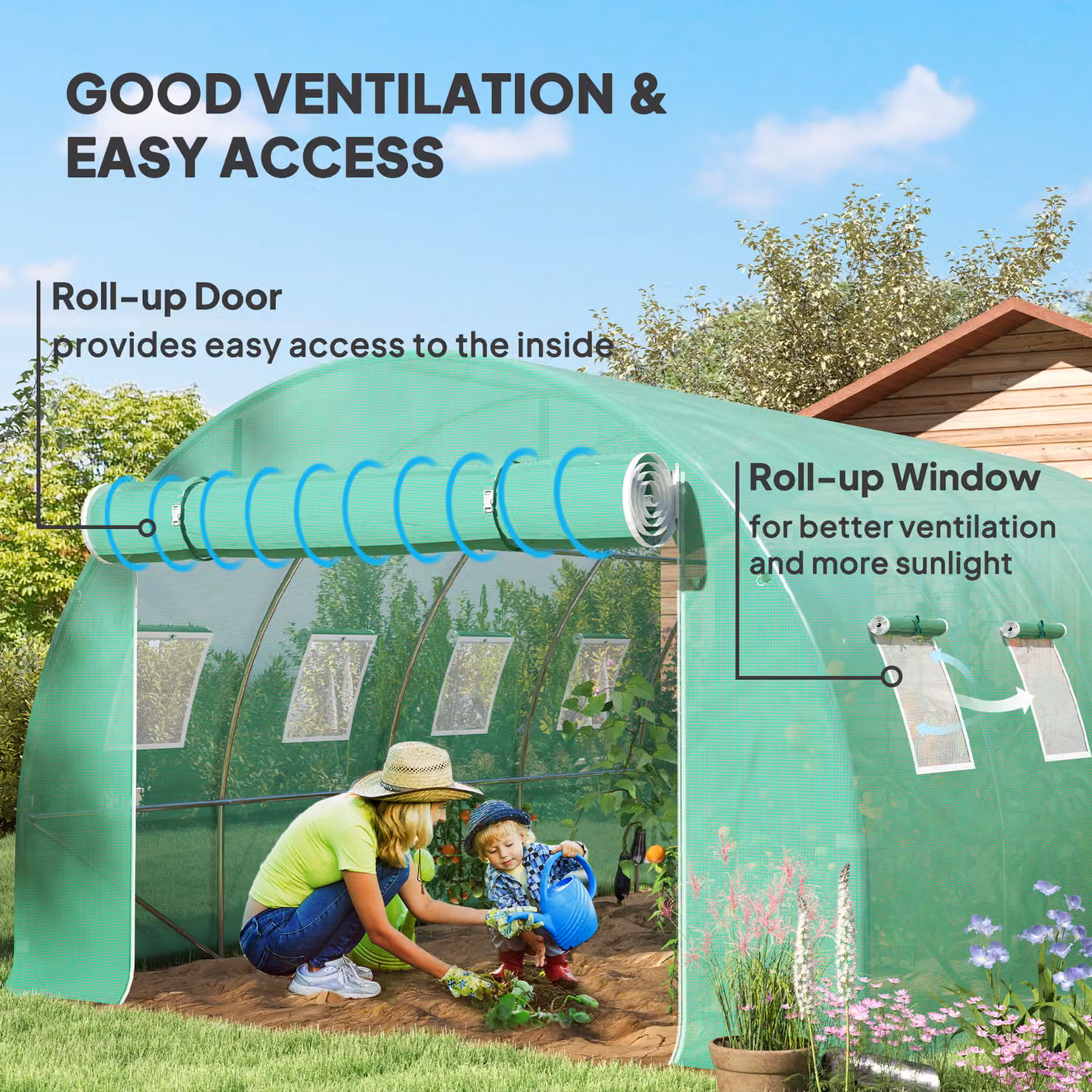 Outsunny Green PE Greenhouse Replacement Cover for Winter Garden Tunnels, W/D/H: 4 x 3 x 2 m – 3