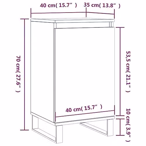 vidaXL Set of 2 Modern Sideboards in Smoked Oak Brown, W/D/H: 40 x 35 x 70 cm – 3