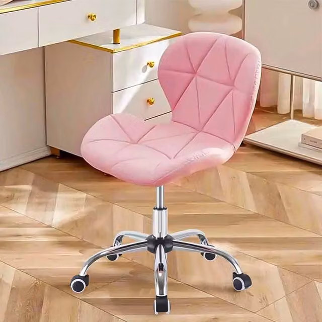 NESTLUNE Pink Synthetic Leather Swivel Task Chair for Home Office and Dining Room – 1