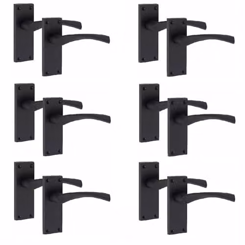 Golden Grace Astrid Victorian Scroll Door Latch Handles, Matt Black, 6 Pairs