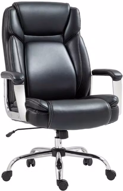 Rolipo Ergonomic Black Faux Leather Swivel Office Chair with Adjustable Height and Armrests – 1