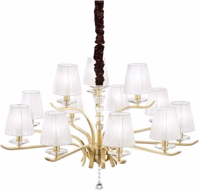 Ideal Lux Pegaso 12 Light Multi Arm Suspended Pendant Light in Gold and Brass
