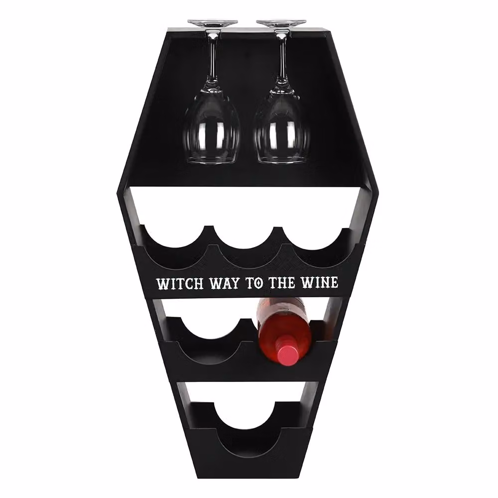 Something Different Coffin Wine Rack in Black, W/D/H: 62.0 x 36.0 x 16.0 cm – 2