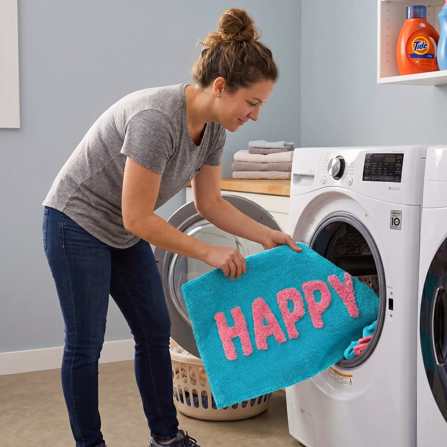 Mooky Mats Happy Slogan Non-Slip Bath Mat in Turquoise – 2