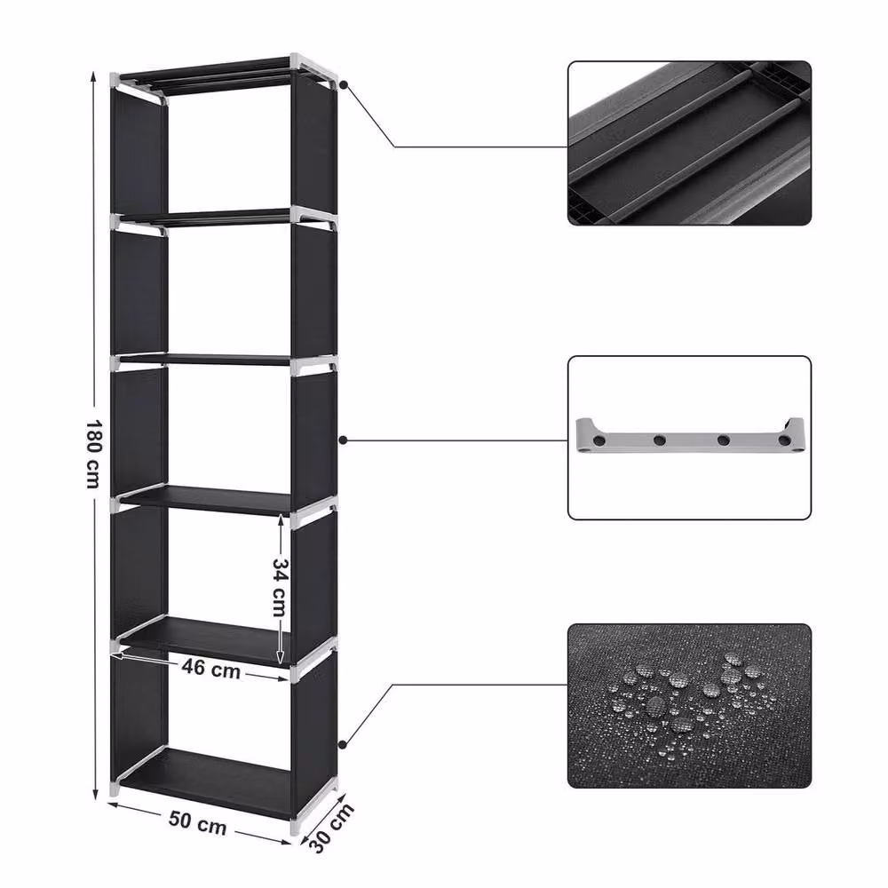 SONGMICS 5-Tier SPETLEK Storage Shelf and Bookcase in Black – 2