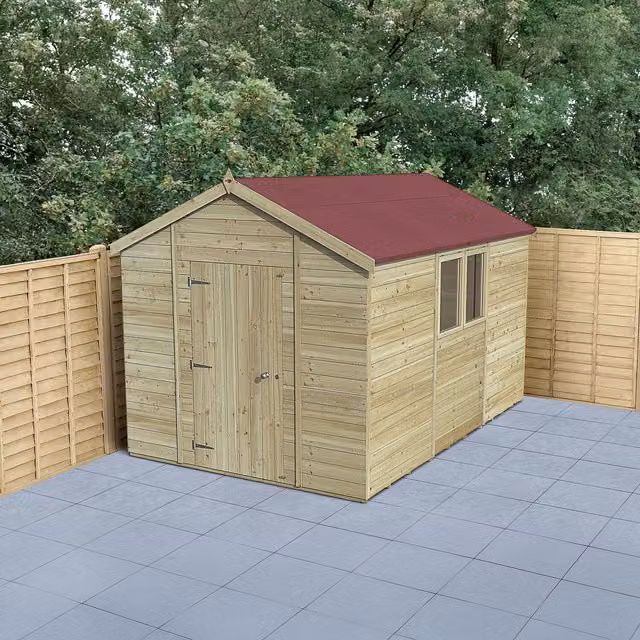 Forest Garden Timberdale T&G Pressure Treated Apex Window Shed in Brown