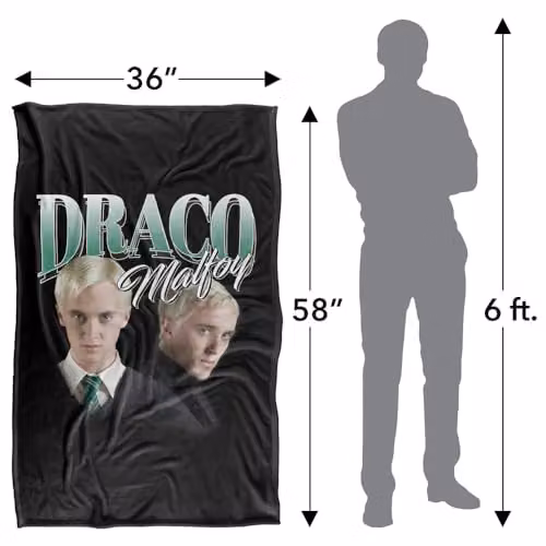 LOGOVISION Harry Potter Draco Malfoy Homage Super Soft Fleece Throw Blanket, Multicolour, W: 91.44 cm x L: 147 cm – 4