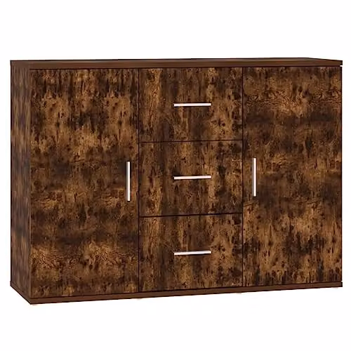 vidaXL Sideboard in Smoked Oak, Brown Engineered Wood, W: 91 cm, D: 29.5 cm, H: 65 cm – 1