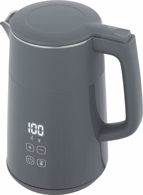 HOMCOM Electric Kettle, 1.7 l Fast Boil 3kW Water Kettle with UK Strix Thermostat, LED Display and Keep Warm Function, Grey