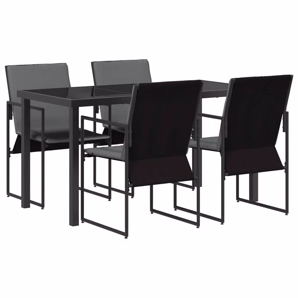 Berkfield 5 Piece Garden Dining Set in Black and Anthracite Steel, W/D/H: 140 x 70 x 73 cm – 2