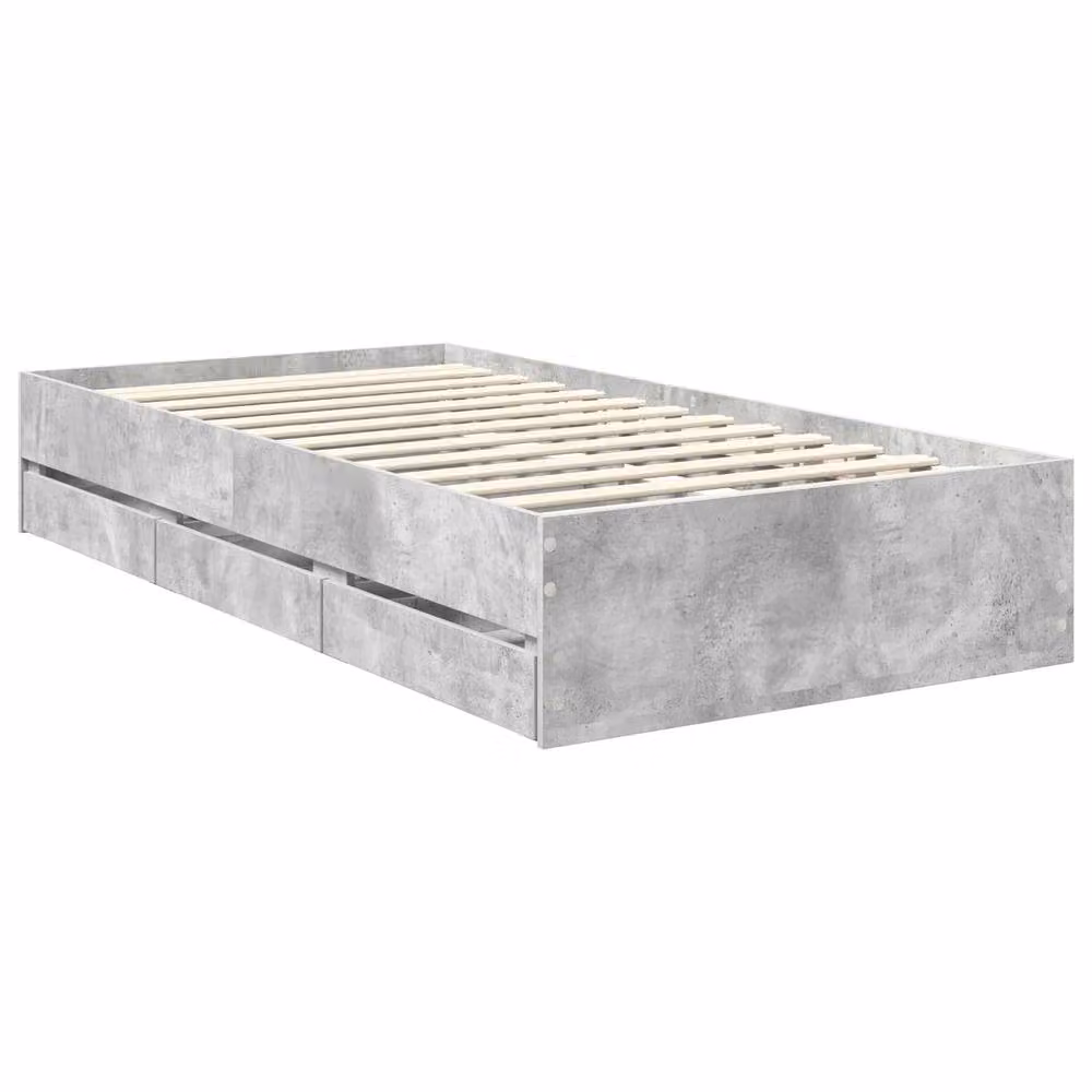 Berkfield Home Modern Bed Frame with Drawers in Concrete Grey, W/D/H: 90 x 190 cm, Engineered Wood – 2