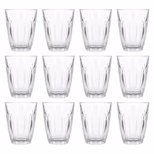 Argon Tableware Set of 12 Transparent Ribbed Fluted Glass Juice Tumblers, 125 ml – 1