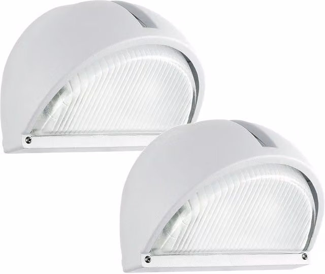 Loops 2 Pack IP44 Modern White Aluminium Outdoor Wall Lantern for Garden and Porch with E27 Bulb Holder – 1