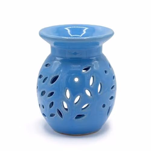 Ancient Wisdom Floral Ceramic Oil Burner in Blue