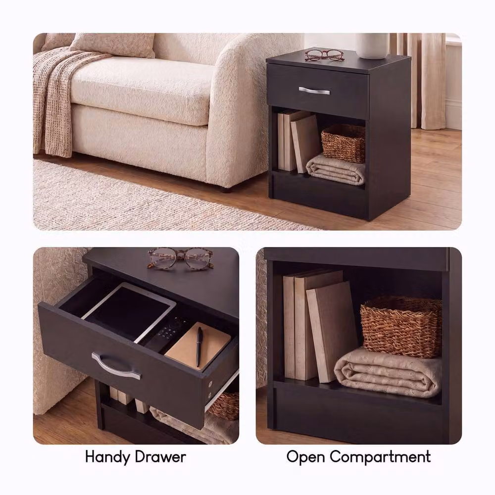 Vida Designs Riano Set of 2 Black 1 Drawer Bedside Chests – 4