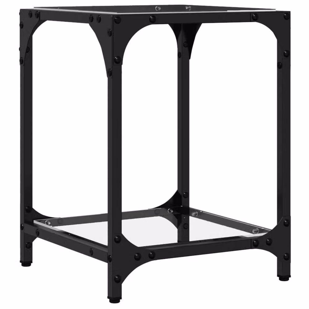 Berkfield Home Modern Square Coffee Table with Transparent Glass Top and Black Steel Frame, W/D/H: 30 x 30 x 40 cm – 3