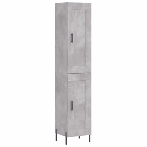 vidaXL Industrial Highboard in Grey with Hinged Doors and Internal Shelves, W/D/H: 34.5 x 34 x 180 cm