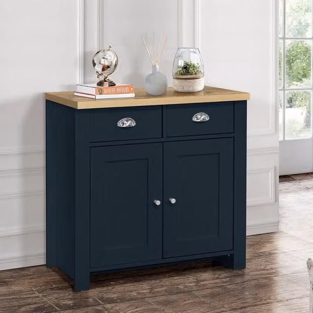 Birlea Highgate 2 Door 2 Drawer Sideboard in Blue and Oak