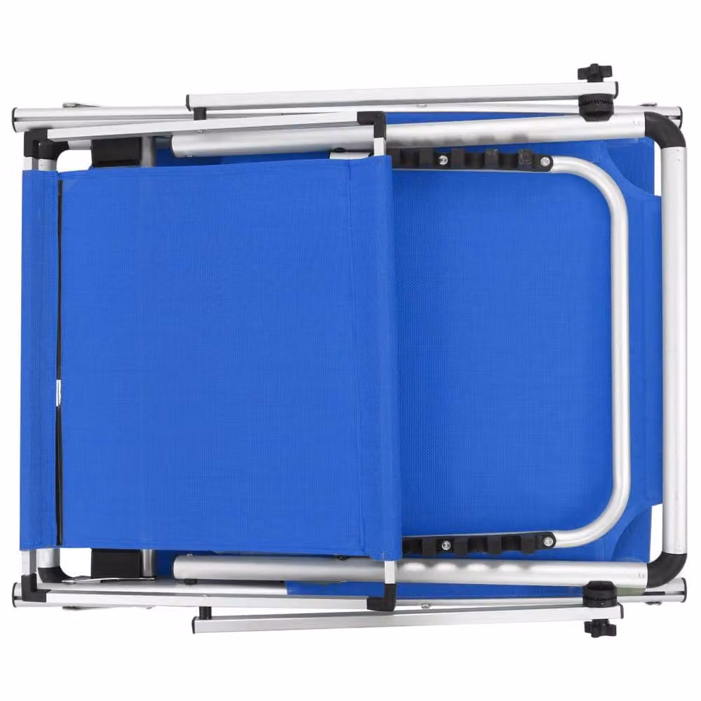 Berkfield Home Folding Sun Lounger with Roof in Blue Aluminium and Textilene – 2