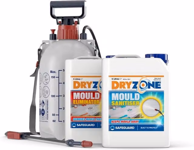 Dryzone Mould Eliminator and Sanitiser with Sprayer, 5 Litre, Clear