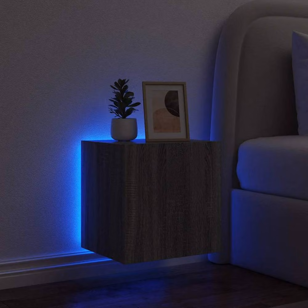 Berkfield Home TV Wall Cabinet with LED Lights in Grey Sonoma, W/D/H: 40.5 x 35 x 40 cm – 2