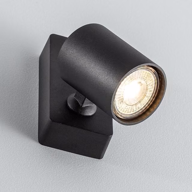 CGC Lighting Nell Modern Single Round Wall Spotlight with Adjustable Head in Black