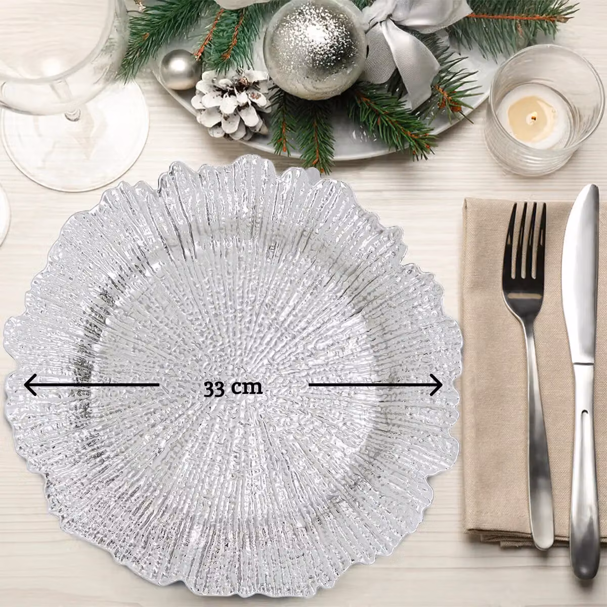 Orsina Silver Reef Melamine Charger Plate Set, 36 Pieces, W/D/H: 33 x 33 x 0.3 cm – 2
