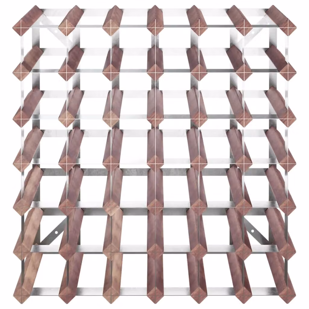 Berkfield Home Rustic Brown Solid Wood Pine and Metal Wall Mounted Wine Rack for 42 Bottles – 4