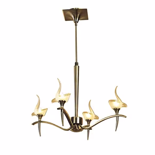 Inspired Mantra Fusion Viena Telescopic Round Pendant Light, 4 x G9, Antique Brass and White