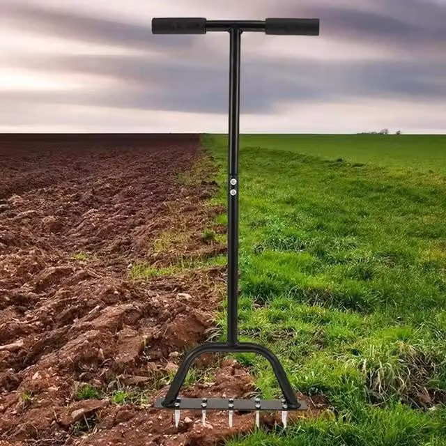 Kelvenix Manual Steel Lawn Aerator Tool in Black