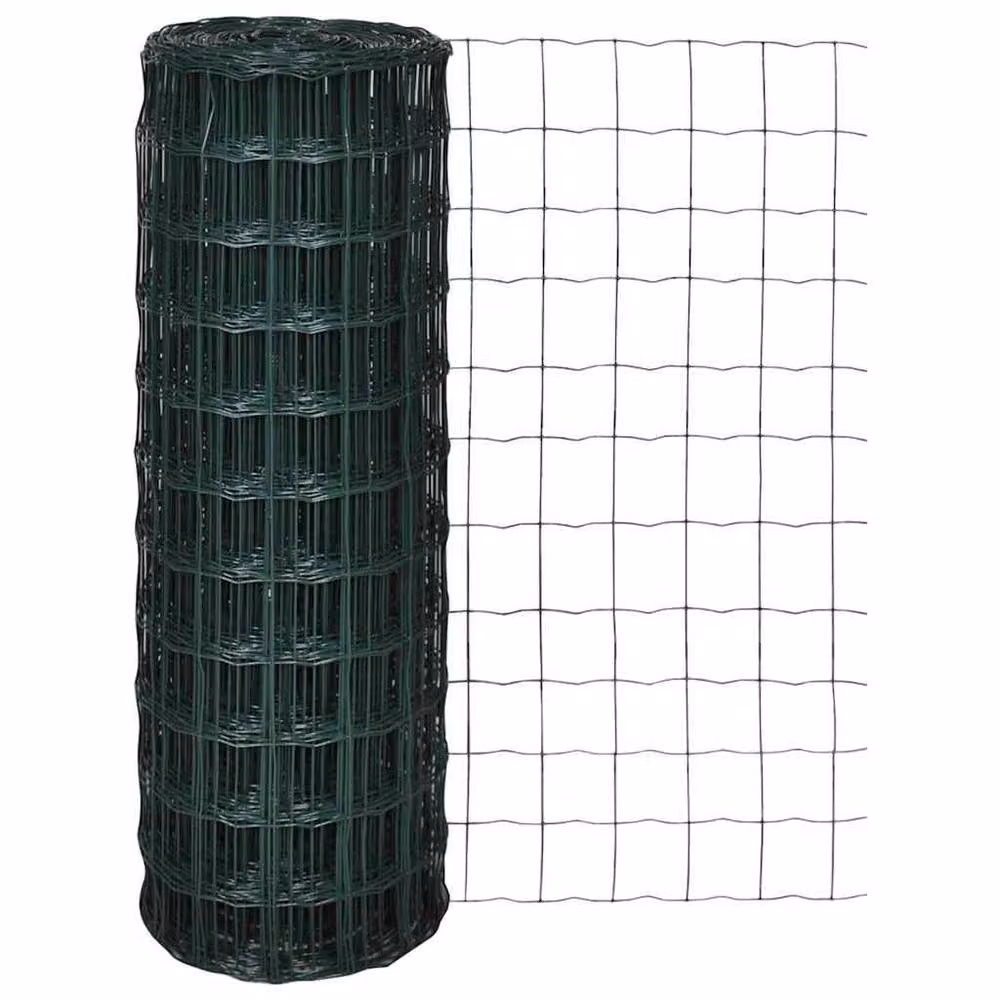Berkfield Home Euro Fence PVC-Coated Steel Fencing, Green, W: 10 x H: 1.8 m – 2