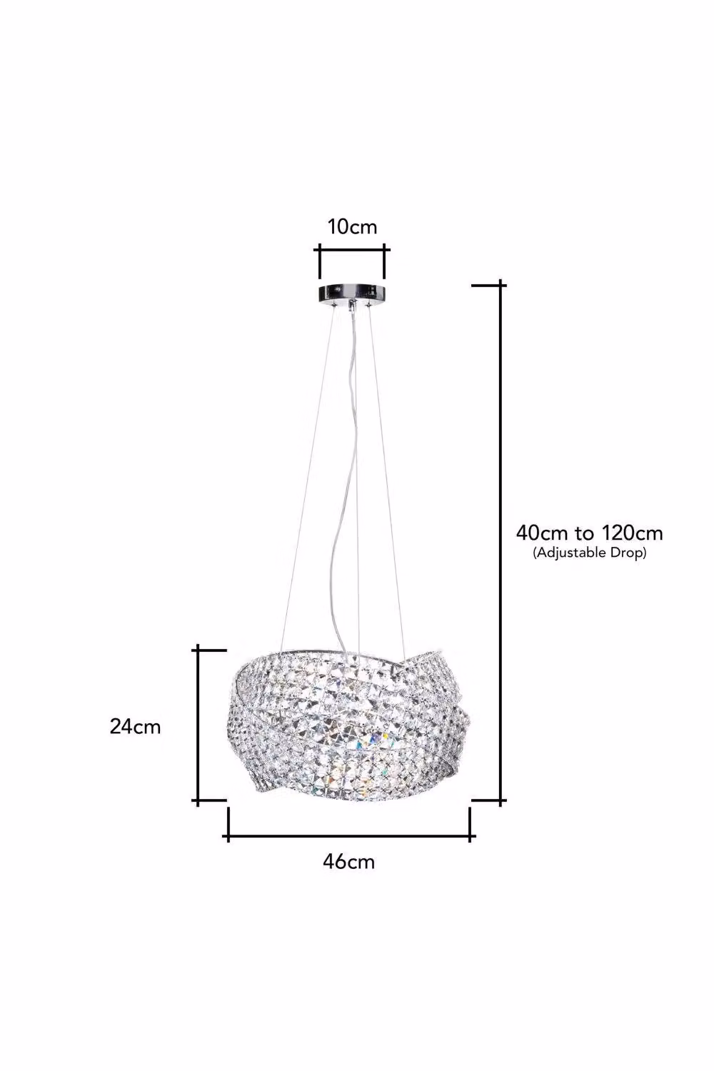 BHS Lighting Cypress Crystal Ring Pendant Ceiling Light in Chrome and Silver – 2