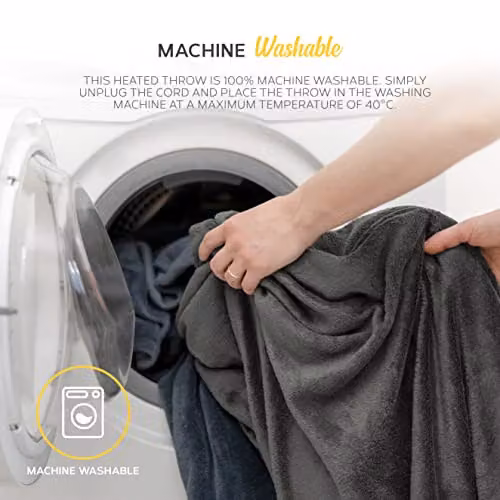 MONHOUSE Heated Electric Fleece Throw in Grey, W/D/H: 130 x 160 cm – 5