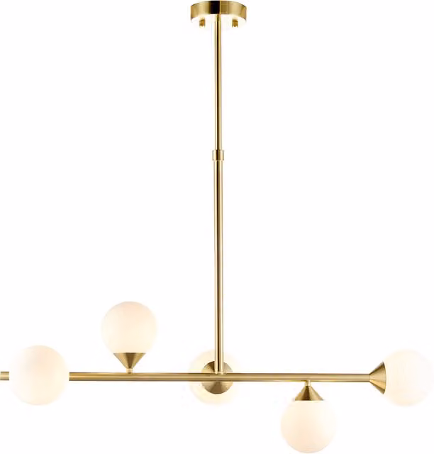 Perch & Parrow Luna Sphere Small Bar Pendant Light in Antique Brass and White