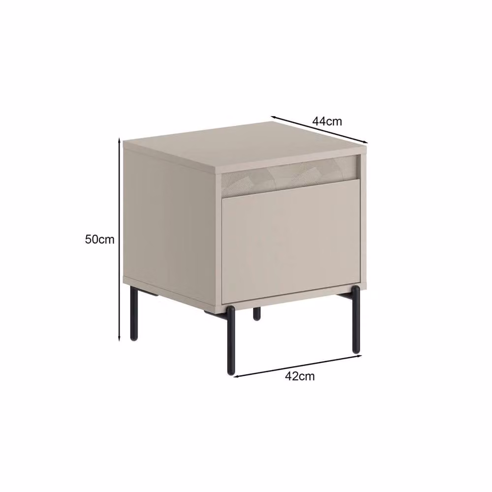 FORGEVIO Sandstone 1-Door Bedside Cabinet with Black Legs – 2