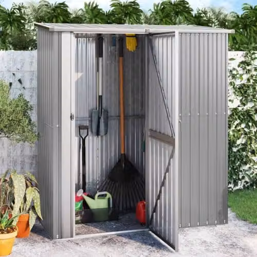 vidaXL Grey Galvanised Steel Garden Shed W/D/H: 180.5 x 97 x 209.5 cm – 2