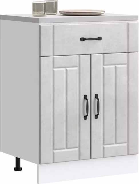 Berkfield Home Lucca Modern Kitchen Base Cabinet in Concrete Grey Matt Engineered Wood