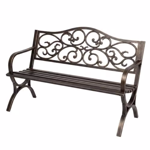 Levede Bronze Floral Pattern Metal Garden Bench