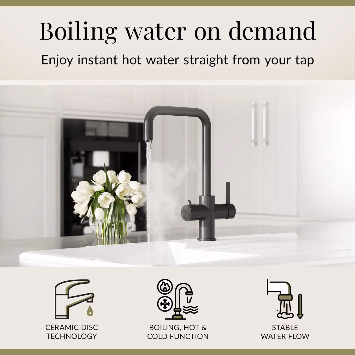 Balterley 3 in 1 Instant Hot Water and Filtered Kitchen Sink Tap with Display, Matt Black – 2