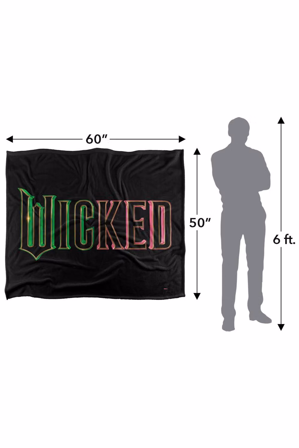 NBCU Wicked Movie Logo Silky Touch Super Soft Throw Blanket, Multicolour and Black, W: 152.4 cm, D: 127.0 cm – 3