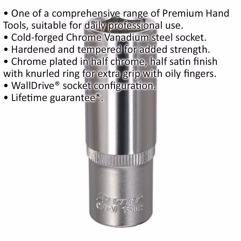 Loops 16mm Deep Drive Socket, 3/8 inch Square Drive, Chrome Vanadium, Silver – 2