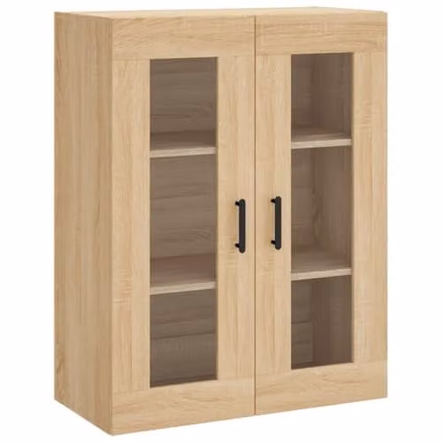vidaXL Wall Mounted Cabinet with Glass Doors, Sonoma Oak, W/D/H: 69.5 x 34 x 90 cm – 1