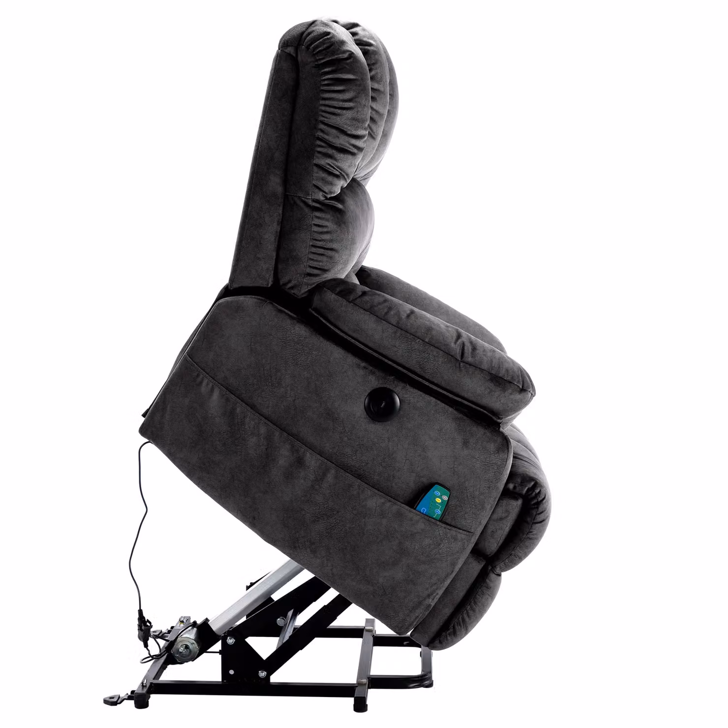 Aosom UK Electric Power Lift Recliner Chair with Heating Massage, Vibration, USB Ports and Side Pockets in Grey, W/D/H: 103 x 100 x 106 cm – 5