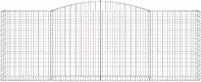 Berkfield Home Decorative Arched Gabion Basket in Silver Galvanised Steel, W: 400 cm, D: 50 cm, H: 140-160 cm