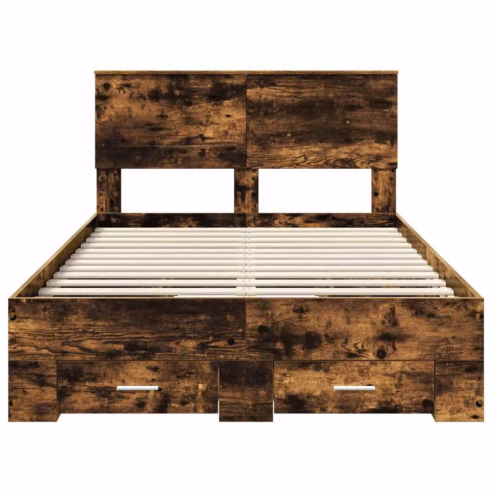 Berkfield Home Modern Bed Frame with Drawers in Smoked Oak Brown, W/D/H: 135 x 190 cm – 3