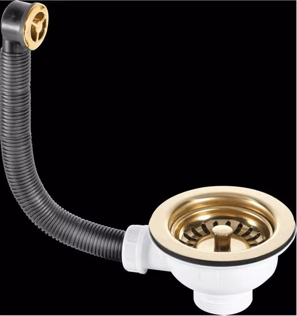 McAlpine Gold Stainless Steel Basin Basket Strainer Waste and Overflow with Push Open Mechanism